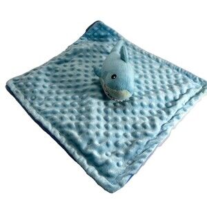 Blue Shark Security Blanket Baby Toy Printed fish on back Lovey